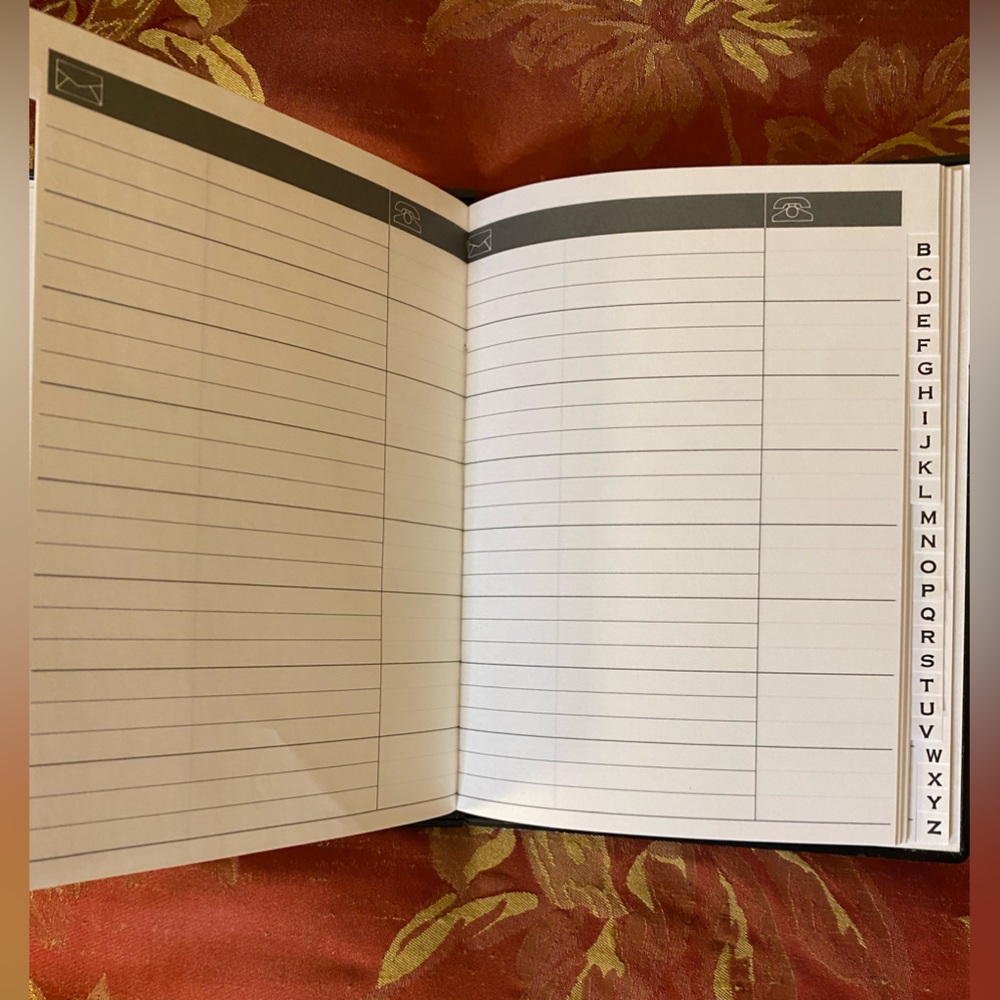 Address Book with Hand-Painted Porcelain Floral Inset. - Picture 2 of 2